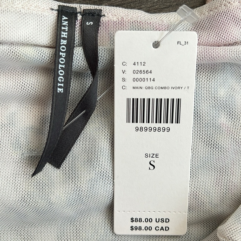 Anthropologie Off the Shoulder Mesh Top Small Pink Floral Ruffle Cottagecore NWT - Picture 5 of 12